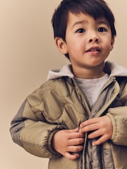 Khaki Green Onion Quilt Jacket with Removable Hood (3mths-7yrs) - Image 4 of 12