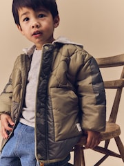 Khaki Green Onion Quilt Jacket with Removable Hood (3mths-7yrs) - Image 5 of 12