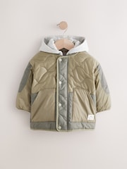 Khaki Green Onion Quilt Jacket with Removable Hood (3mths-7yrs) - Image 6 of 12