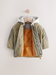 Khaki Green Onion Quilt Jacket with Removable Hood (3mths-7yrs) - Image 8 of 12