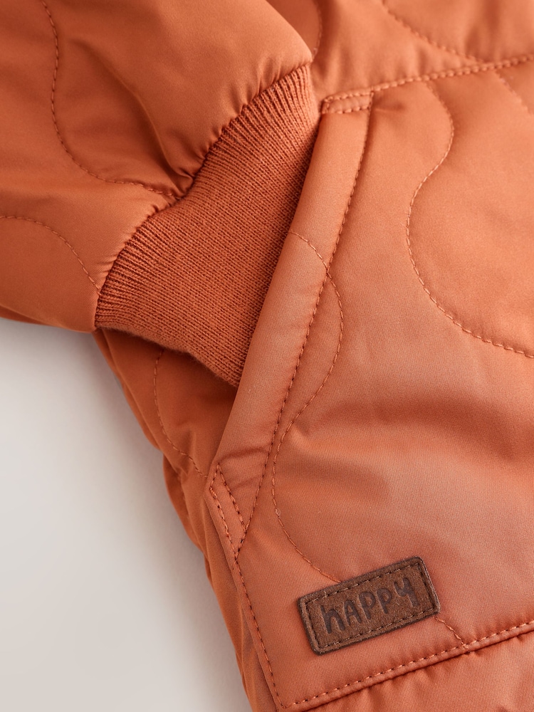 Rust Brown Quilted Borg Fleece Lined Shower Resistant Coat (3mths-7yrs) - Image 10 of 10