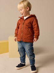 Rust Brown Quilted Borg Fleece Lined Shower Resistant Coat (3mths-7yrs) - Image 2 of 10
