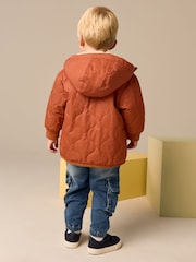 Rust Brown Quilted Borg Fleece Lined Shower Resistant Coat (3mths-7yrs) - Image 3 of 10