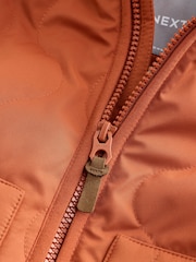Rust Brown Quilted Borg Fleece Lined Shower Resistant Coat (3mths-7yrs) - Image 8 of 10