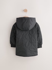Black Quilted Borg Fleece Lined Shower Resistant Coat (3mths-7yrs) - Image 8 of 9