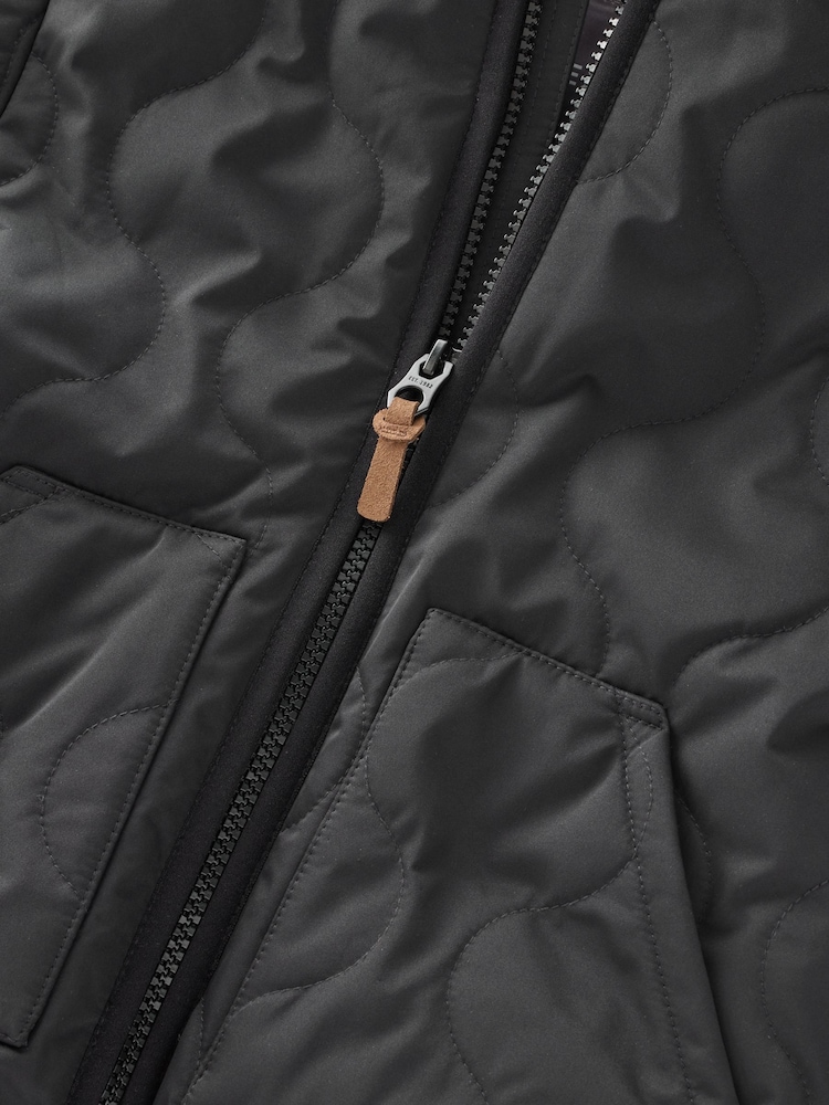Black Quilted Borg Fleece Lined Shower Resistant Coat (3mths-7yrs) - Image 9 of 9
