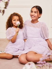 Lipsy Lilac Purple Lace Puff Sleeve Occasion Dress (5-16yrs) - Image 2 of 4