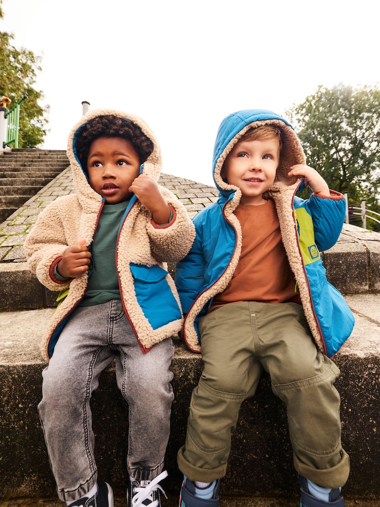 Teal Blue Reversible Borg Jacket (3mths-7yrs) - Image 2 of 12