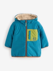 Teal Blue Reversible Borg Jacket (3mths-7yrs) - Image 5 of 12