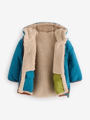 Teal Blue Reversible Borg Jacket (3mths-7yrs) - Image 6 of 12