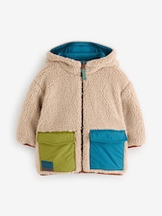 Teal Blue Reversible Borg Jacket (3mths-7yrs) - Image 7 of 12