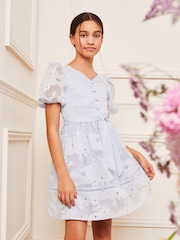 Lipsy Blue Puff Sleeve Occasion Dress (5-16yrs) - Image 1 of 4