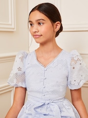Lipsy Blue Puff Sleeve Occasion Dress (5-16yrs) - Image 2 of 4