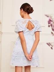Lipsy Blue Puff Sleeve Occasion Dress (5-16yrs) - Image 4 of 4