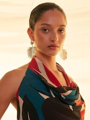 River Island Multi Leaf Print Halter Top - Image 4 of 4