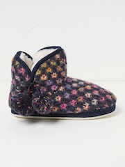 FatFace Sara Navy Knit Slippers Boots - Image 1 of 3