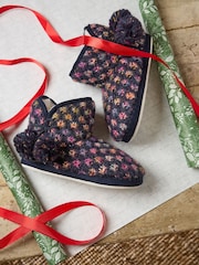 FatFace Sara Navy Knit Slippers Boots - Image 2 of 3