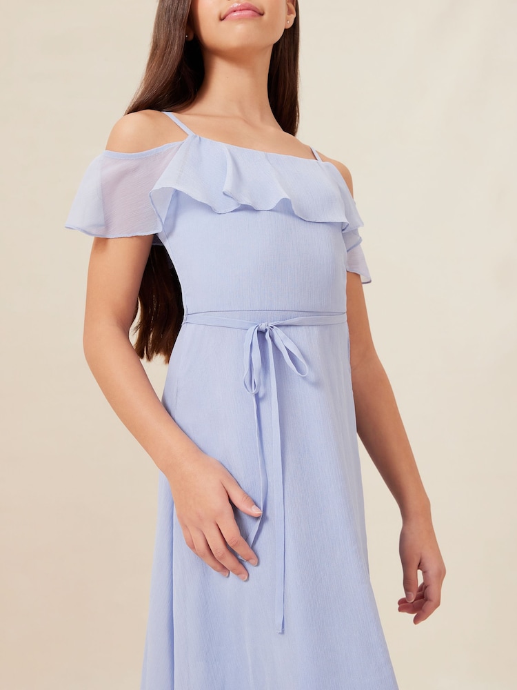 Lipsy Blue Cold Shoulder Maxi Occasion Dress (10-16yrs) - Image 4 of 4
