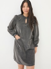 FatFace Fran Charcoal Grey Cord Tunic Dress - Image 3 of 7
