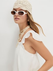 River Island Cream Molly Smith Sleeveless Lace Jumpsuit - Image 2 of 4