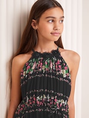 Lipsy Black Print Pleated Chiffon Occasion Dress - Image 4 of 4