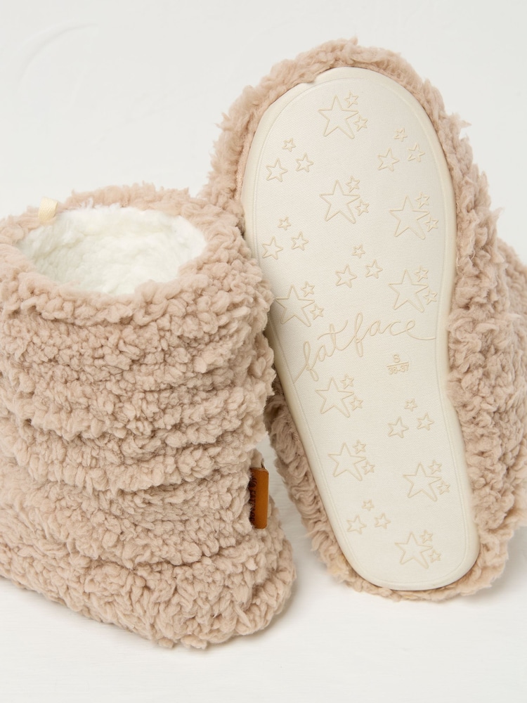 FatFace Natural Cove Cloud Faux Fur Slippers - Image 2 of 2 FatFace Natural Cove Cloud Faux Fur Slippers - Image 2 of 2