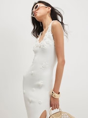 River Island White Molly Smith Sleeveless Embroidered Flower Maxi Dress - Image 3 of 4