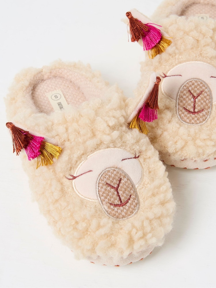 FatFace Lila Ivory Llama Slippers - Image 2 of 2