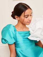 Lipsy Blue Taffeta Square Neck Occasion Dress (3-16yrs) - Image 2 of 4