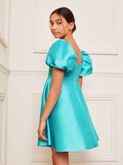 Lipsy Blue Taffeta Square Neck Occasion Dress (3-16yrs) - Image 4 of 4