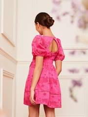 Lipsy Pink Puff Sleeve Occasion Dress (5-16yrs) - Image 4 of 4