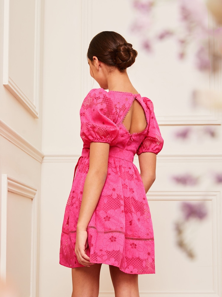 Lipsy Pink Puff Sleeve Occasion Dress (5-16yrs) - Image 4 of 4 Lipsy Pink Puff Sleeve Occasion Dress (5-16yrs) - Image 4 of 4