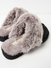 FatFace Kaia Black Faux Fur Cuff Mules - Image 2 of 2