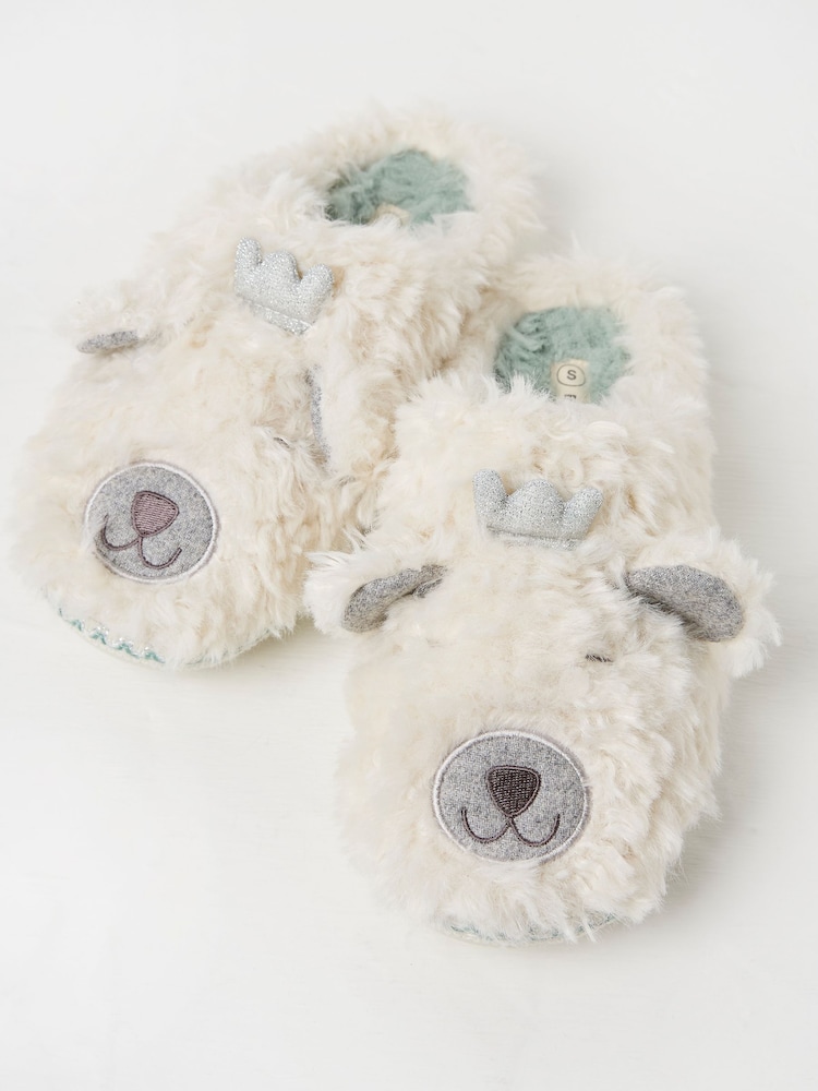FatFace Poppy White Polar Bear Slippers - Image 1 of 2