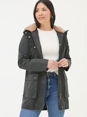 FatFace Cheshire Washed Black Longline Coat - Image 1 of 5