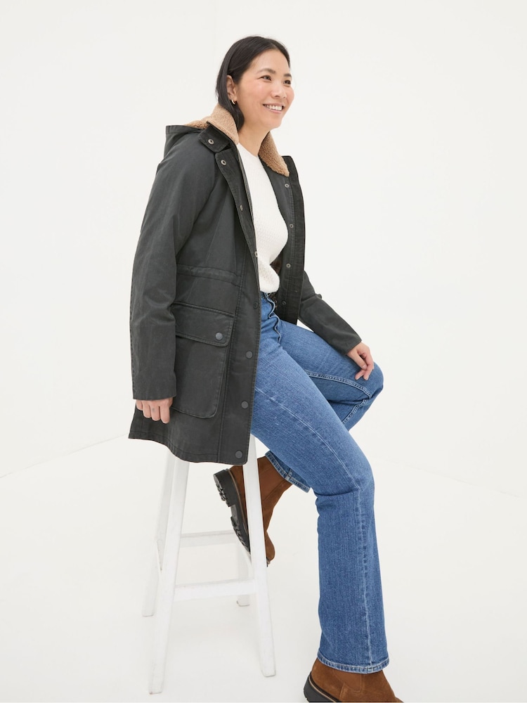 FatFace Cheshire Washed Black Longline Coat - Image 3 of 5