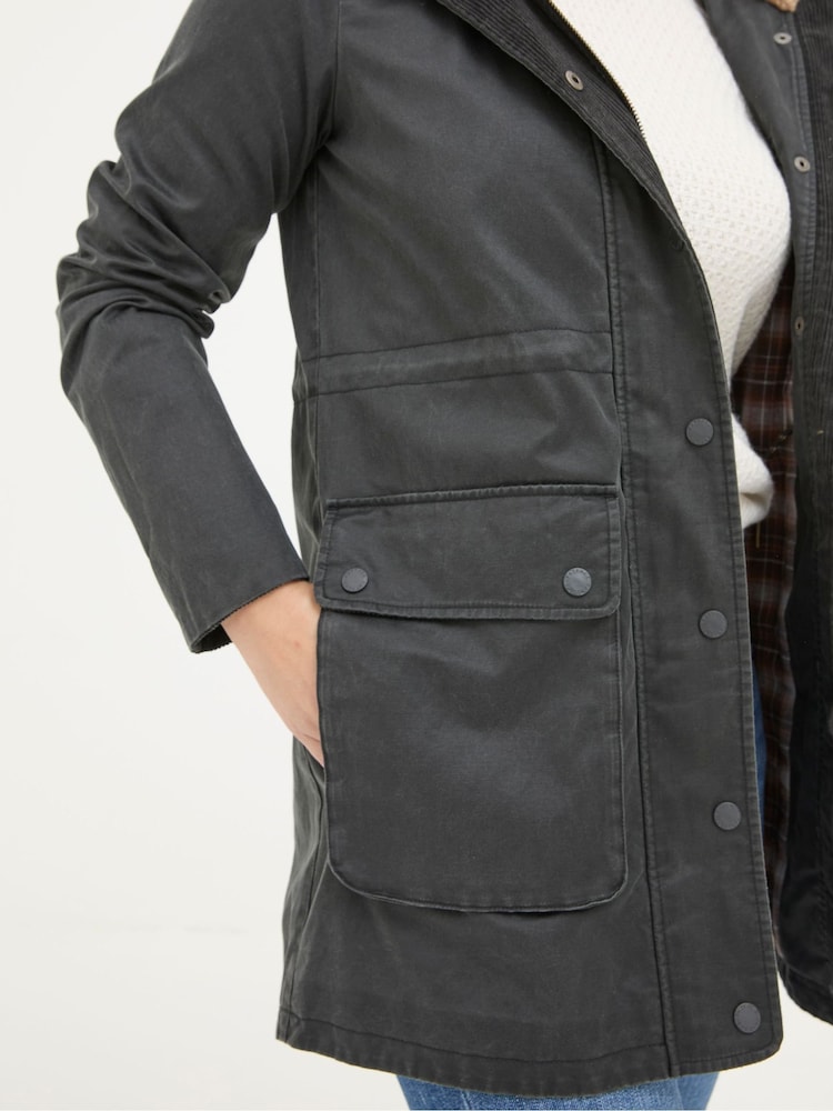 FatFace Cheshire Washed Black Longline Coat - Image 4 of 5