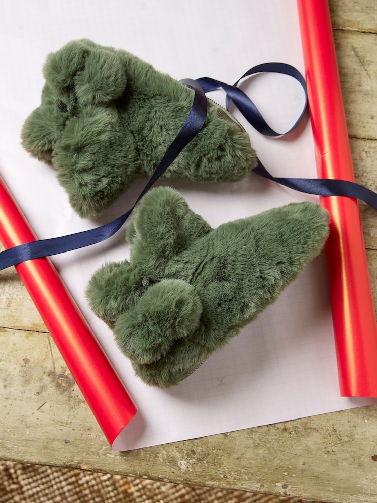 FatFace Farah Khaki Green Faux Fur Boots - Image 3 of 3