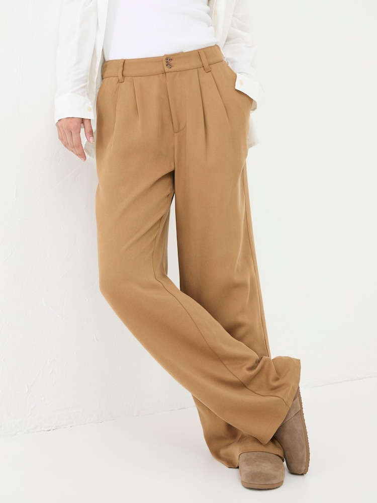 FatFace Dark Natural Ginger Wide Leg Drape Trousers - Image 2 of 6