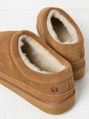 FatFace Lewis Tan Brown Suede Snug Mule Slippers - Image 3 of 3