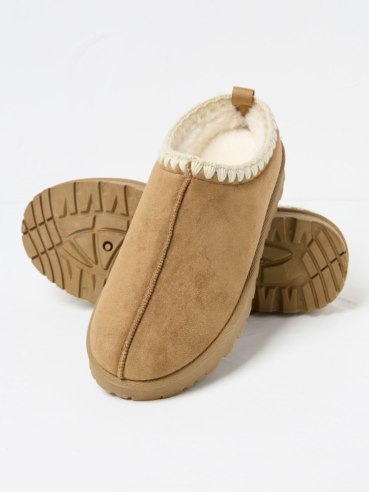 FatFace Lyra Tan Brown Snug Mule Slippers - Image 2 of 2