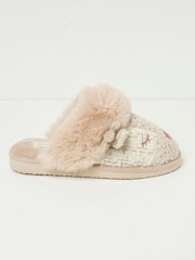 FatFace Delilah Ivory Deer Slippers - Image 1 of 2