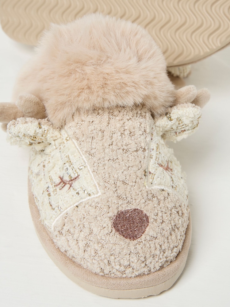 FatFace Delilah Ivory Deer Slippers - Image 2 of 2