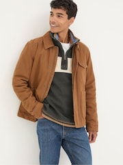 FatFace Brandon Tan Brown Canvas Jacket - Image 1 of 5
