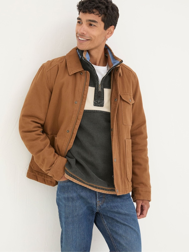 FatFace Brandon Tan Brown Canvas Jacket - Image 1 of 5