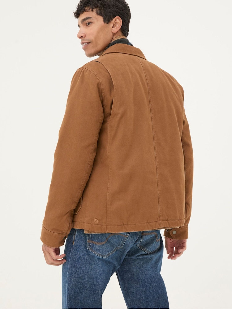 FatFace Brandon Tan Brown Canvas Jacket - Image 2 of 5