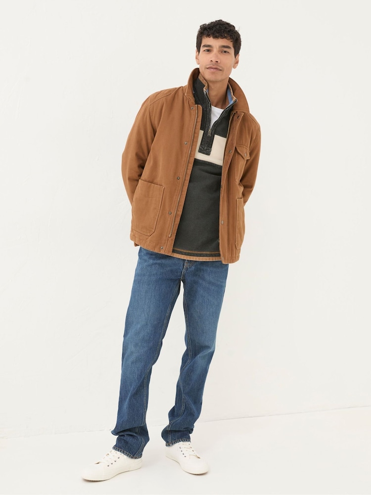 FatFace Brandon Tan Brown Canvas Jacket - Image 4 of 4