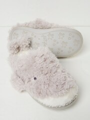 FatFace Wynn Whale Light Grey Slippers - Image 1 of 3