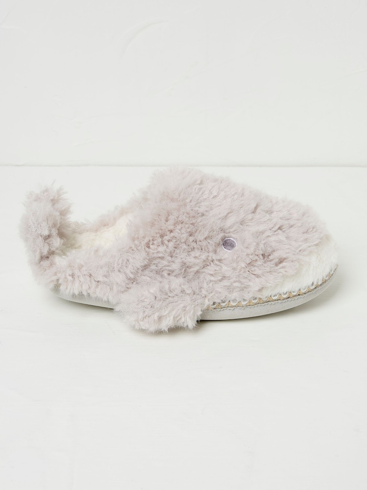FatFace Wynn Whale Light Grey Slippers - Image 2 of 3