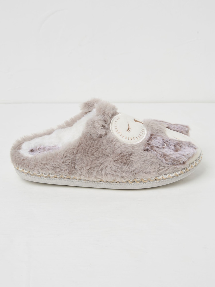 FatFace Ophelia Light Grey Ophelia Owl Slippers - Image 2 of 3